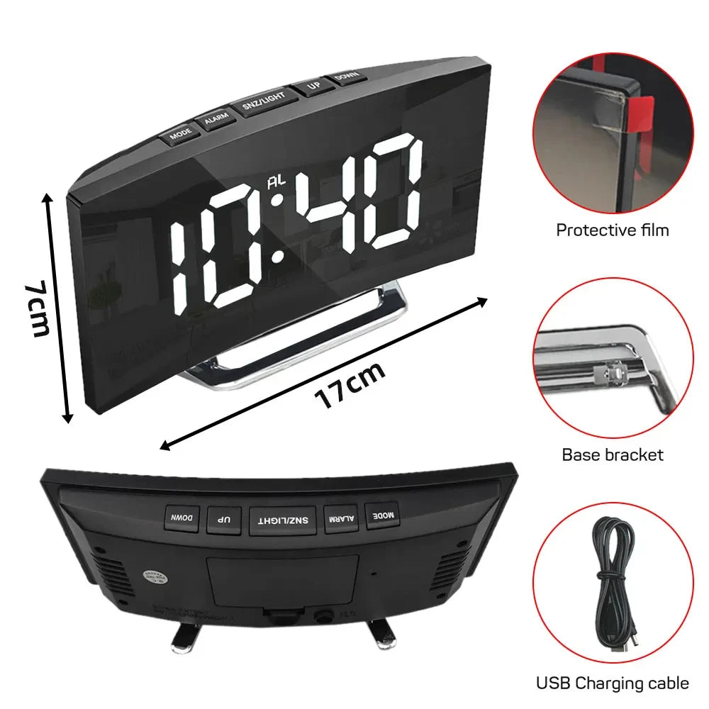 LED Mirror Digital Alarm Clock