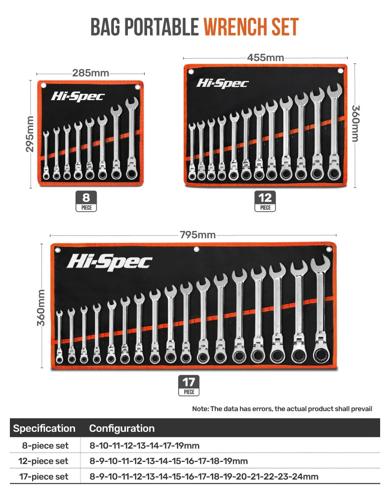 Hi-Spec Torque Ratchet Wrench Set