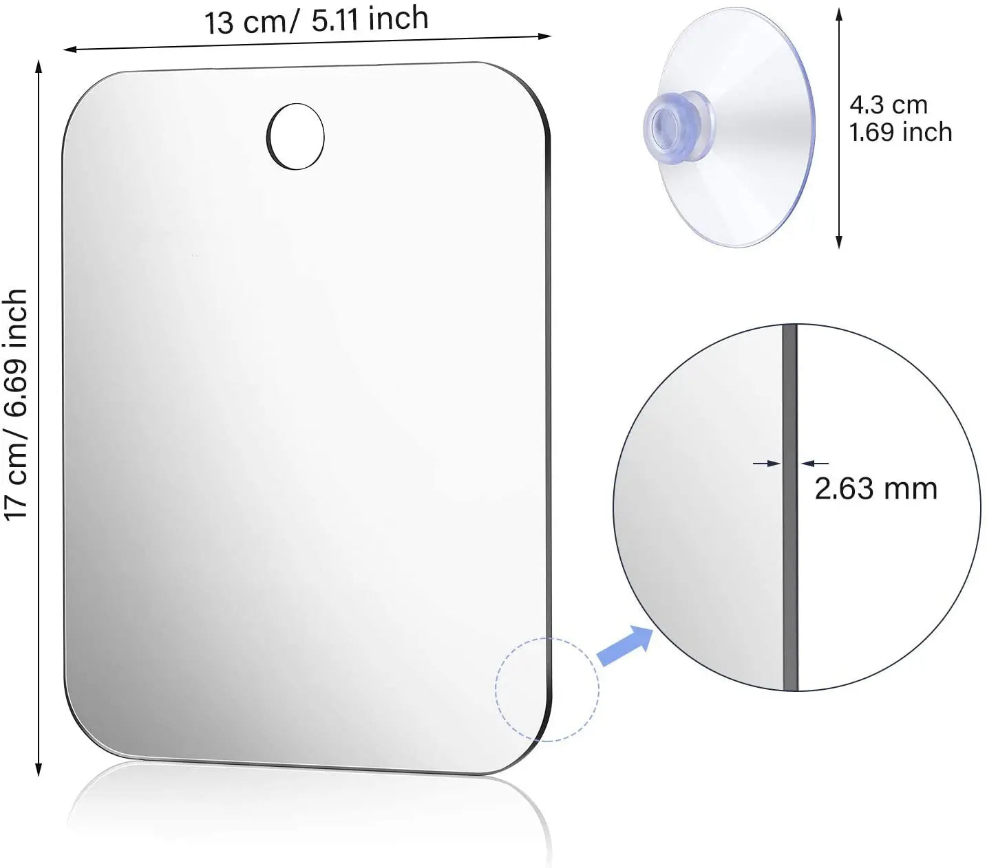 Anti-Fog Shaving and make up Mirror