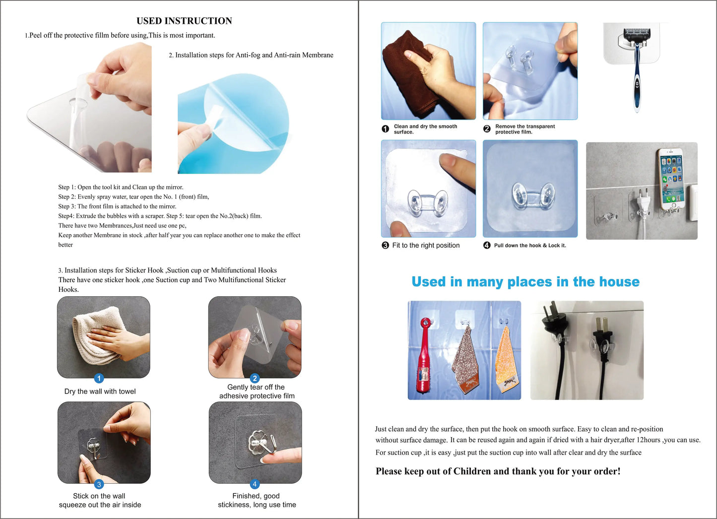 Anti-Fog Shaving and make up Mirror