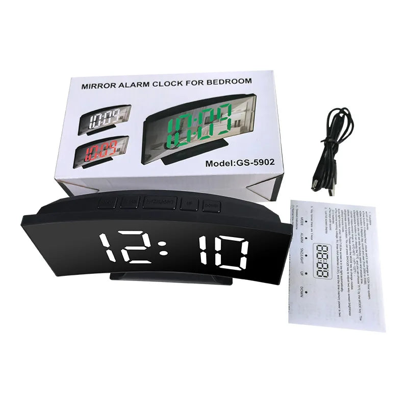 LED Mirror Digital Alarm Clock