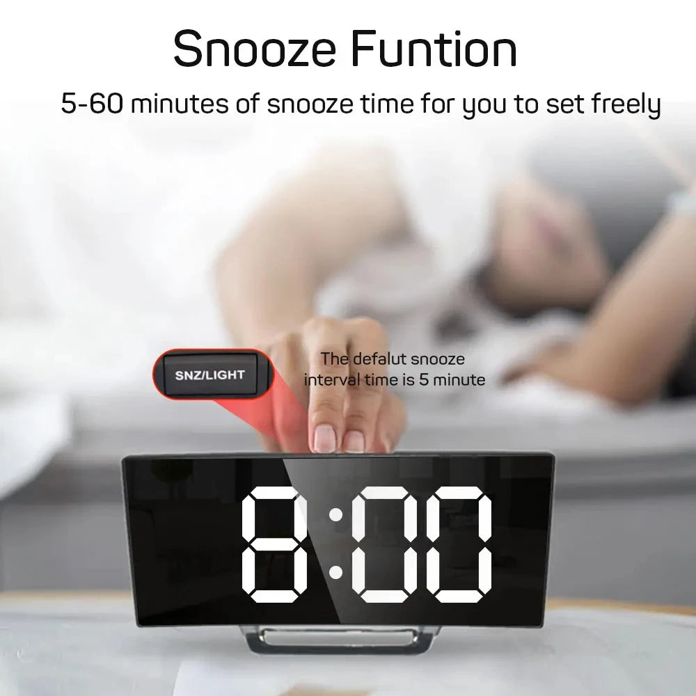 LED Mirror Digital Alarm Clock