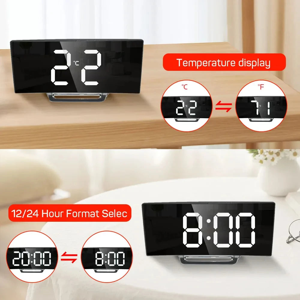 LED Mirror Digital Alarm Clock