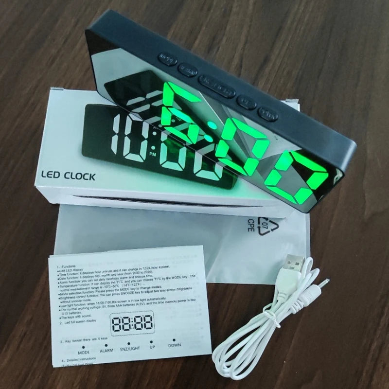 LED Mirror Digital Alarm Clock