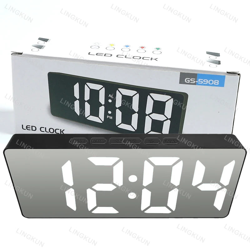 LED Mirror Digital Alarm Clock