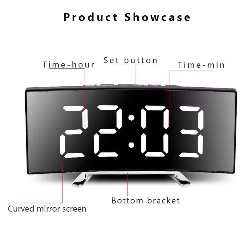 LED Mirror Digital Alarm Clock