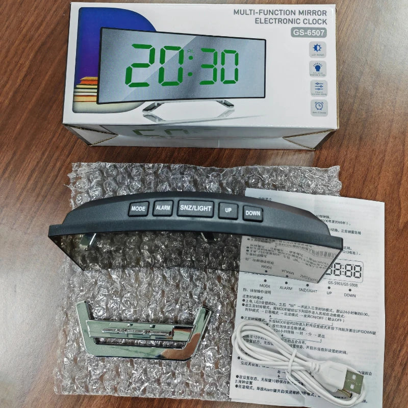 LED Mirror Digital Alarm Clock