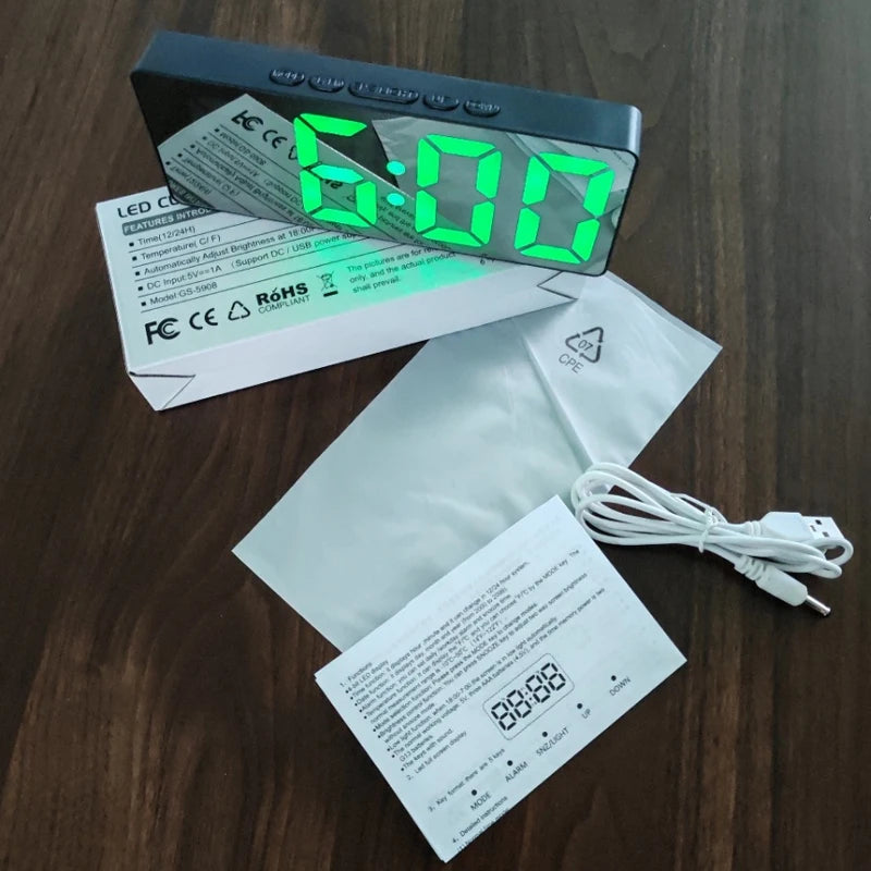 LED Mirror Digital Alarm Clock