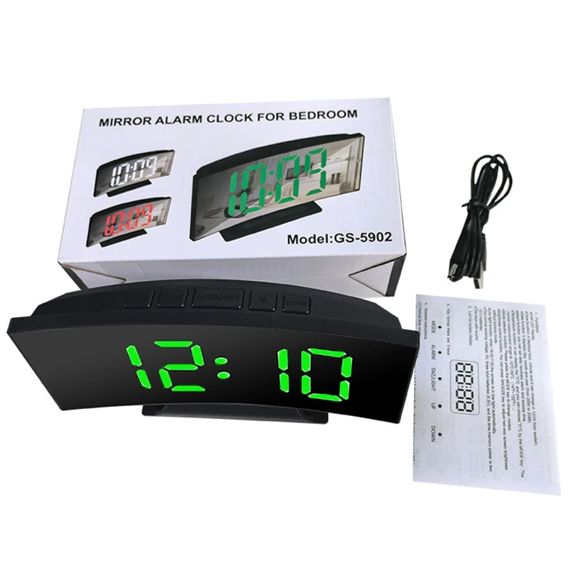 LED Mirror Digital Alarm Clock